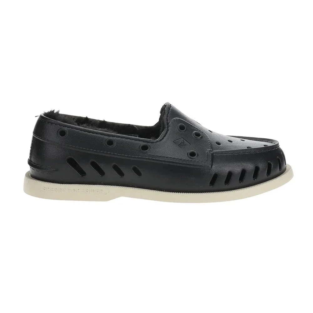 Sperry Float Boat Shoes Faux Fur Lined Mens 11 Black EVA Loafers STS23884